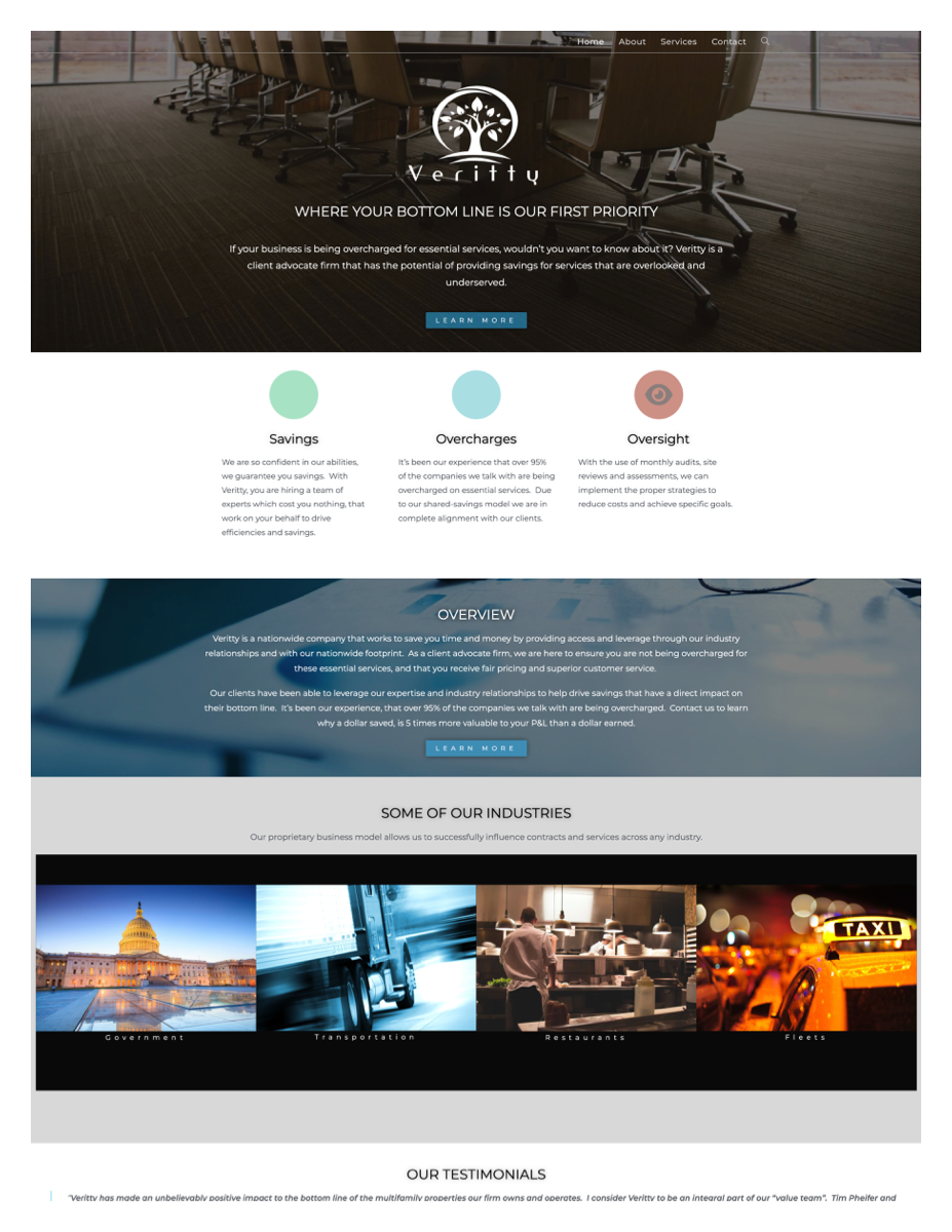 Veritty desktop website before rebuild